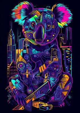 Koala Cyberpunk Neon