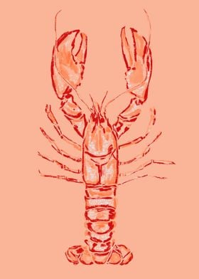 Peach Lobster Art