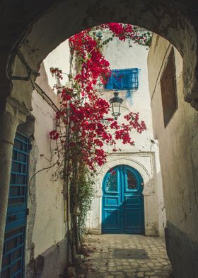 door and flowers aesthetic