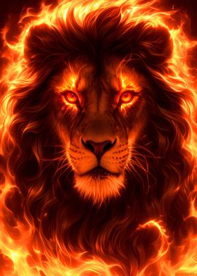 Lion Fire King Legend Art