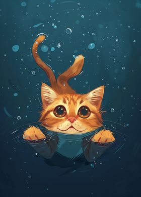 Cat swimming