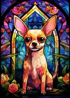 Chihuahua Stained Glass