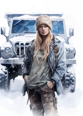 Nordic woman and truck