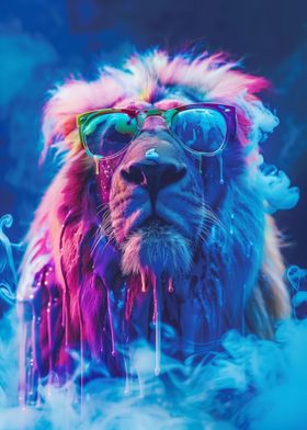 Lion In Colorful Paint