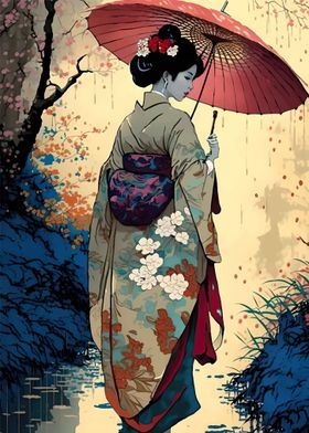 Girl Japanese umbrella