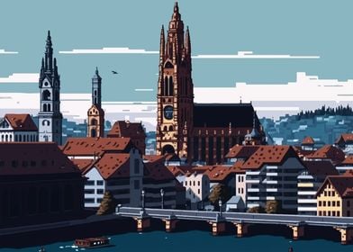 Basel City Pixel Art