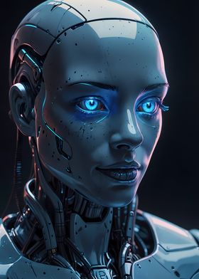 Blue Eyes Female Robot