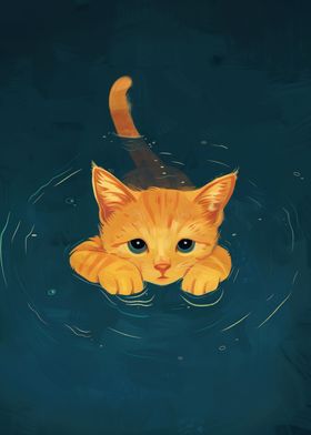 Cat swimming