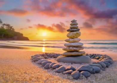 Stones cairn on the beach