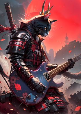 Cat Samurai Guitarist