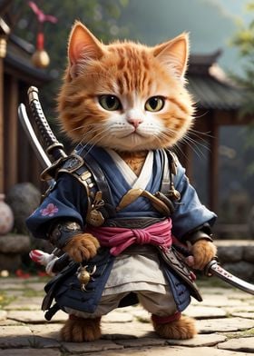 Cat Samurai Animal