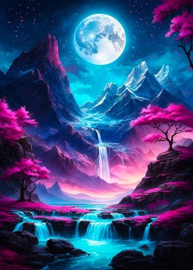 Neon mountain fantasy