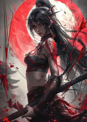 female samurai with katana