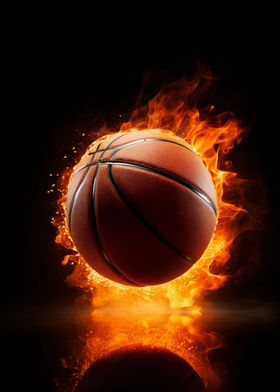 Basketball ball on fire