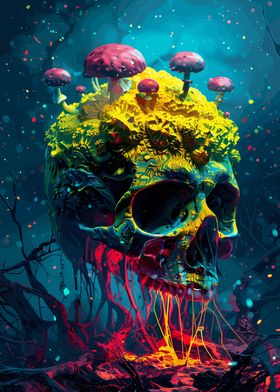 Skull Psychodelic Shrooms