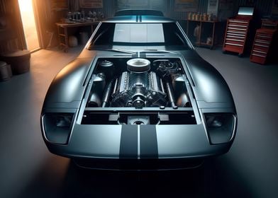 Retro Muscle Car in Garage