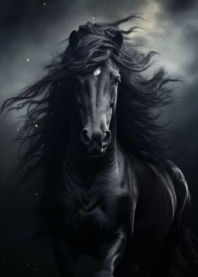 black horse portrait