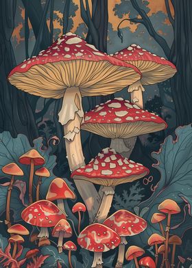 Magic Mushroom Art Nouveau