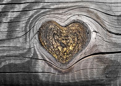 heart on wood planks backg