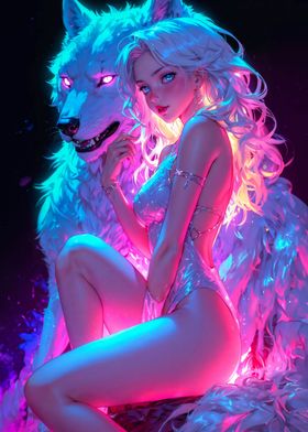 Sexy Neon Wolf Woman