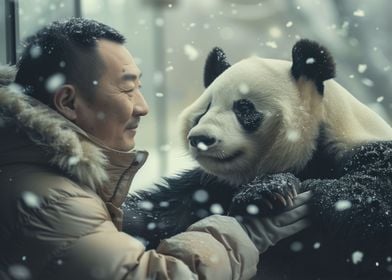 Panda Love Snow Emotional