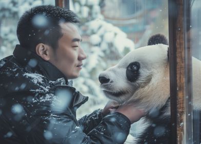 Panda Love Snow Emotional