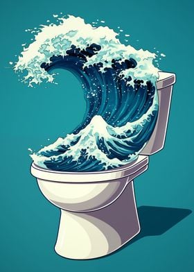 Great Wave Kanagawa Toilet