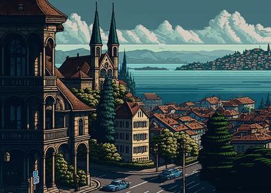 Lausanne City Pixel Art