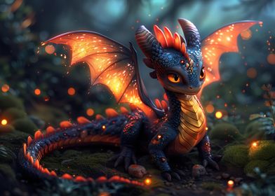 Cute Fire Baby Dragon