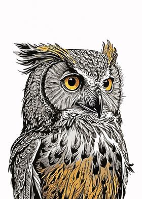Owl Drawing Vintage