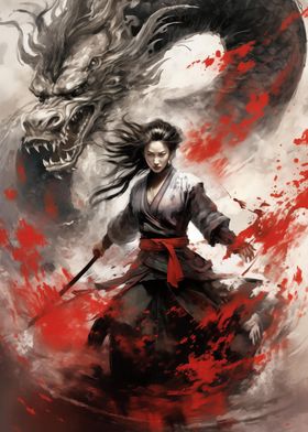 Japanese Dragon Samurai