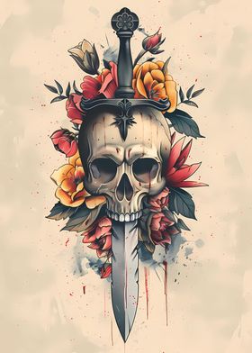 Skull Sword Flowers