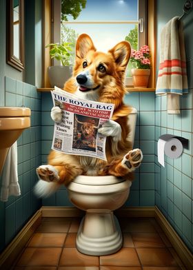 Corgi in the Bathroom