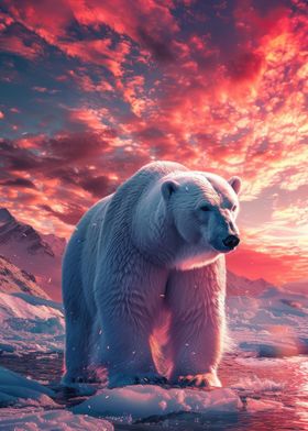 Polar Bear Arctic Sunset