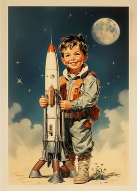 Boy astronaut retro style