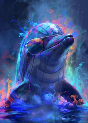 Dolphin In Colorful Paint