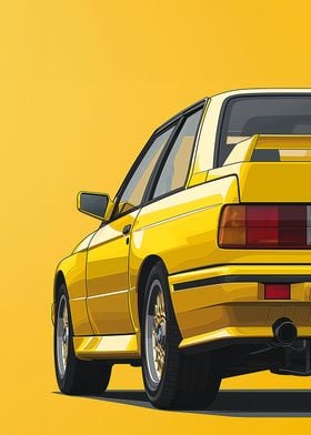Yellow BMW M3 E30 Back
