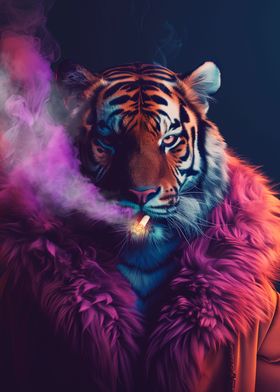 Tiger Smoking Portrait
