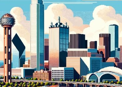 Dallas Pixelized Cityscape