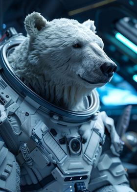 Ice bear in a space suit