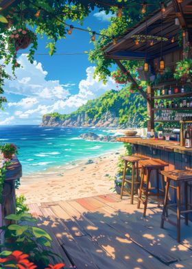 Beach Bar Sea Summer Anime