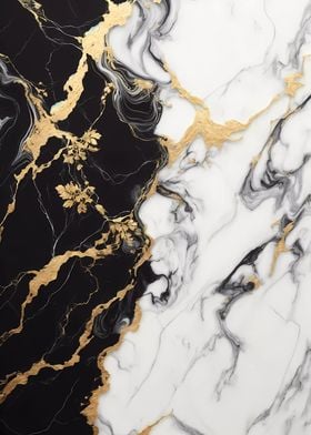 Marble Black White Gold