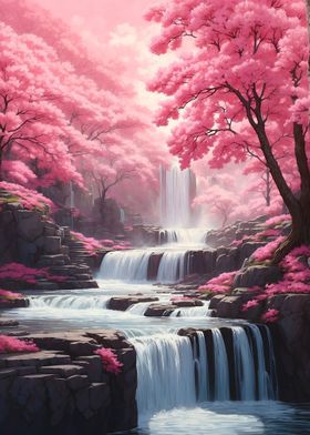Sakura tree waterfall