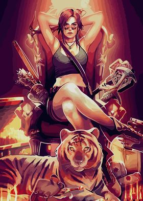 Lara Croft With Tiger