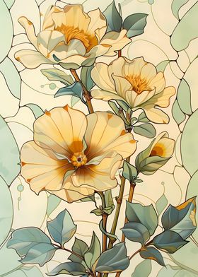 Art Nouveau yellow flowers