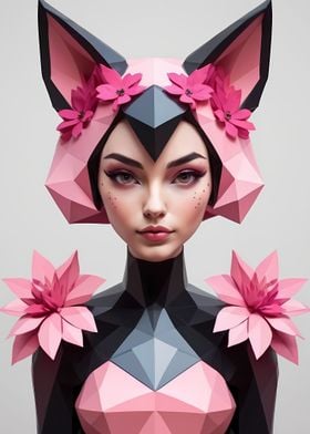Low Poly Floral Fox Girl 