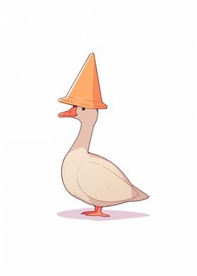 Goose wearing a cone hat