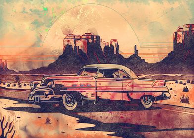 Retro Red Car Art