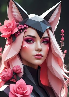 Low Poly Floral Fox Girl 3