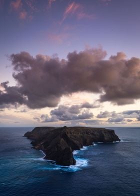 Small island during sunset